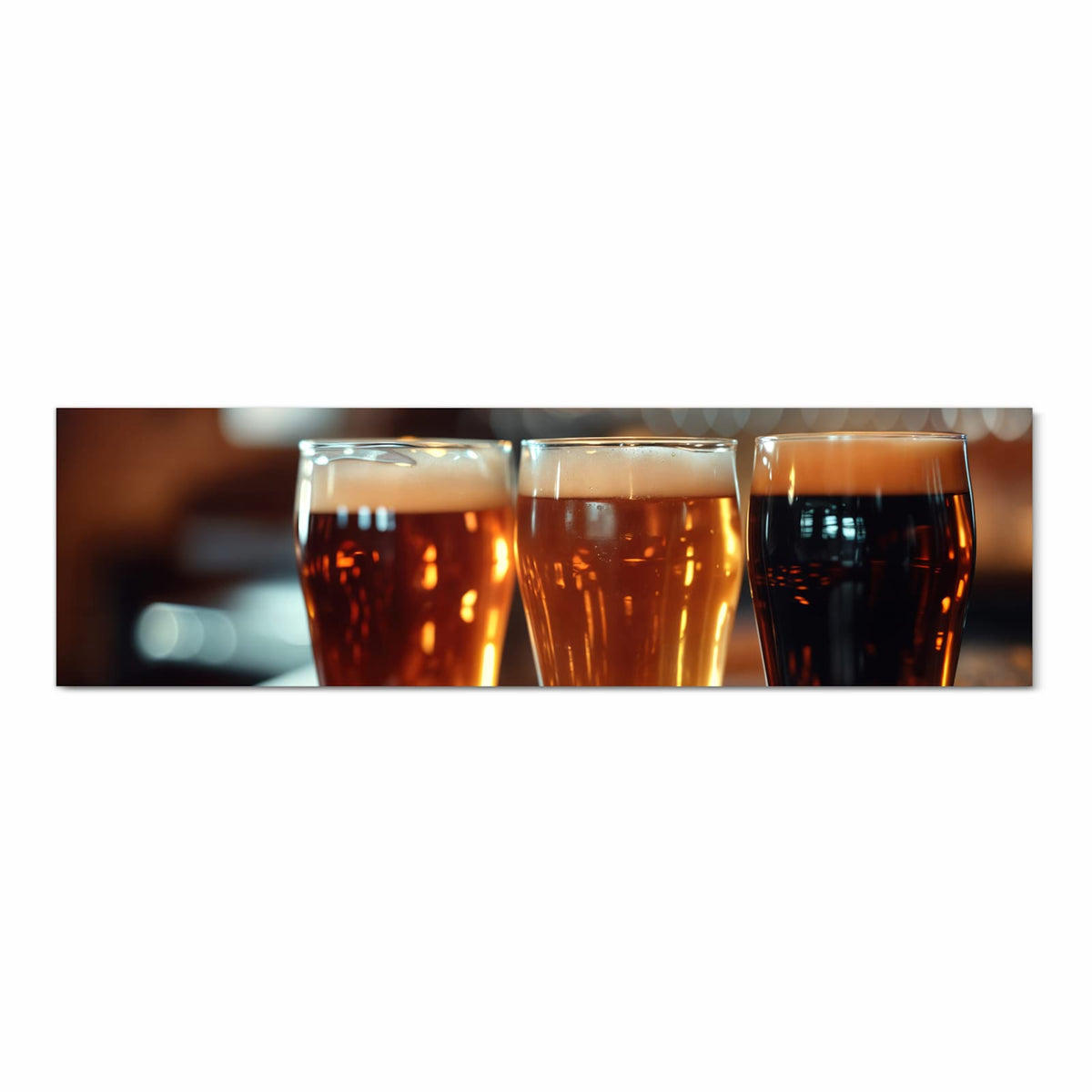 Bodenschonender Küchenteppich mit Motiv Drei Biergläser Bar in Frontansicht