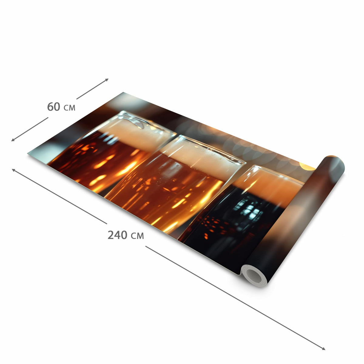 Rutschfester Küchenteppich mit Motiv Drei Biergläser Bar in der Grösse 80x300 cm für sicheres Aufbewahren