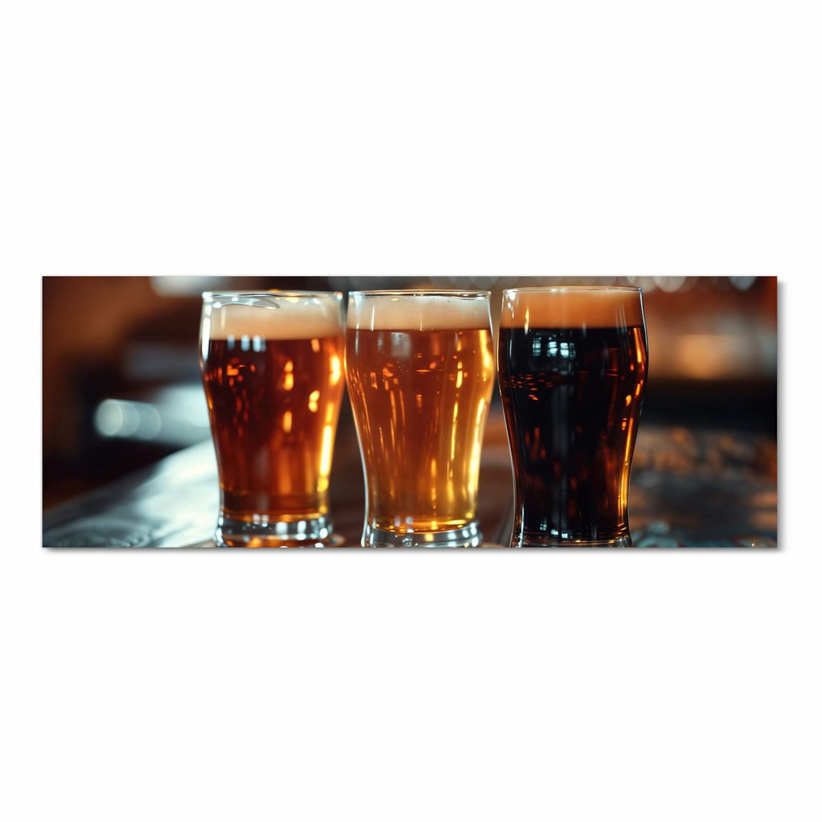 Bodenschonender Küchenteppich mit Motiv Drei Biergläser Bar in Frontansicht