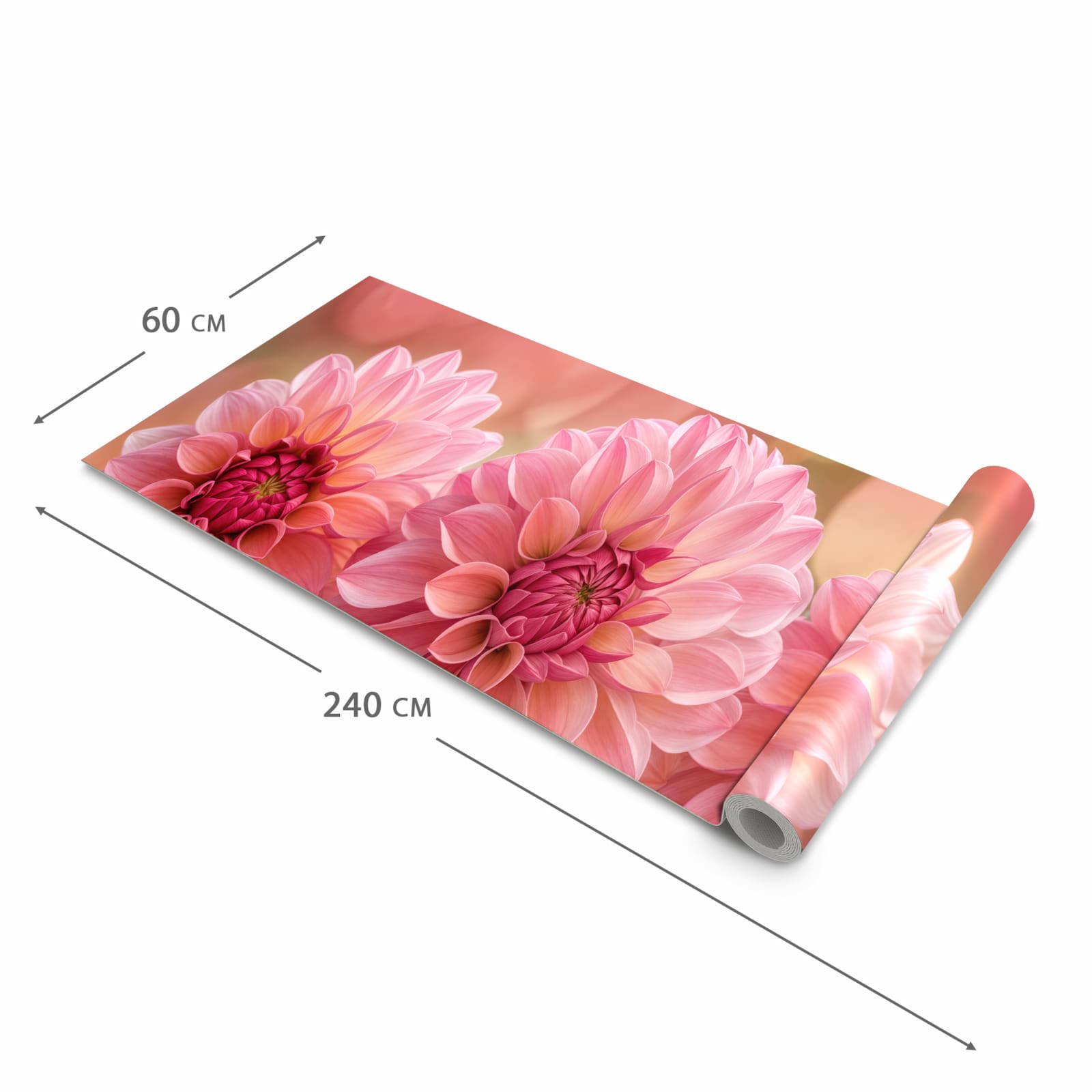 Waschbarer Teppich fürs Esszimmer mit Motiv Drei Blumenblüten in der Größe 80x300 cm