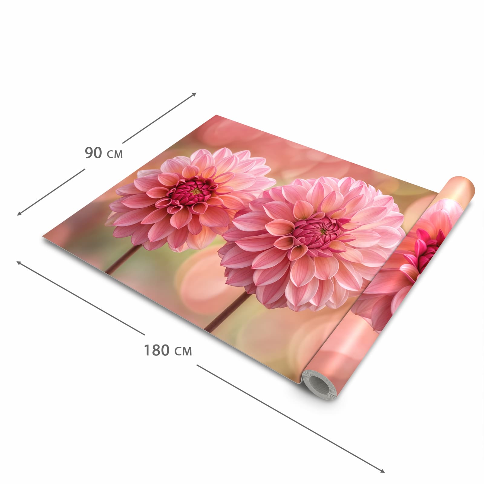 Bodenschonender rutschfester Küchenteppich mit Motiv Drei Blumenblüten in der Grösse 80x300 cm