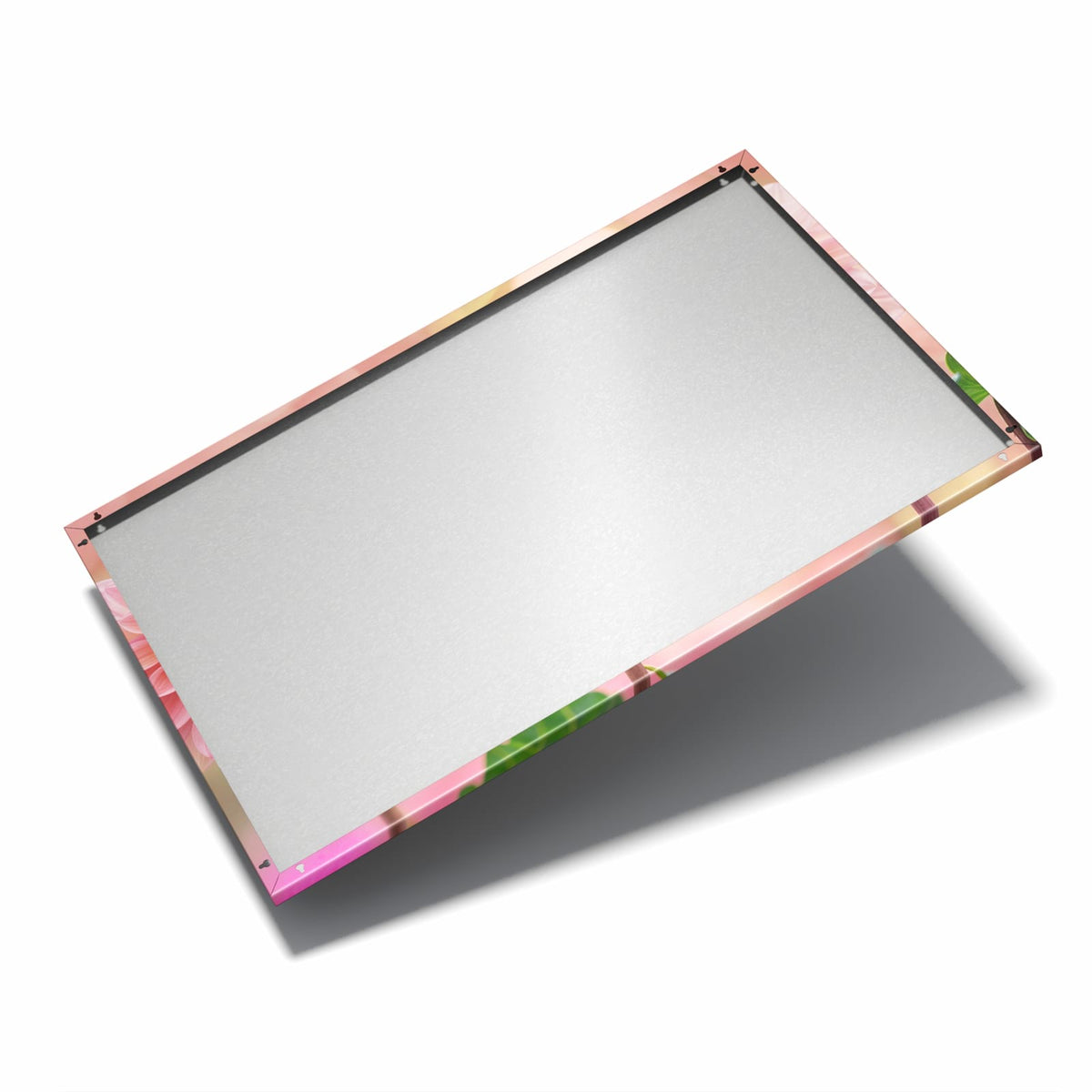 Nur 7 mm – liegt eng an der Wand – Metall Magnettafel - Drei rosa Dahlien