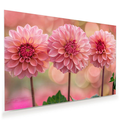 Wandbild mit dem Motiv Drei rosa Dahlien