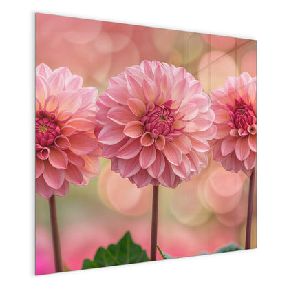 Magnettafel mit dem Motiv Drei rosa Dahlien
