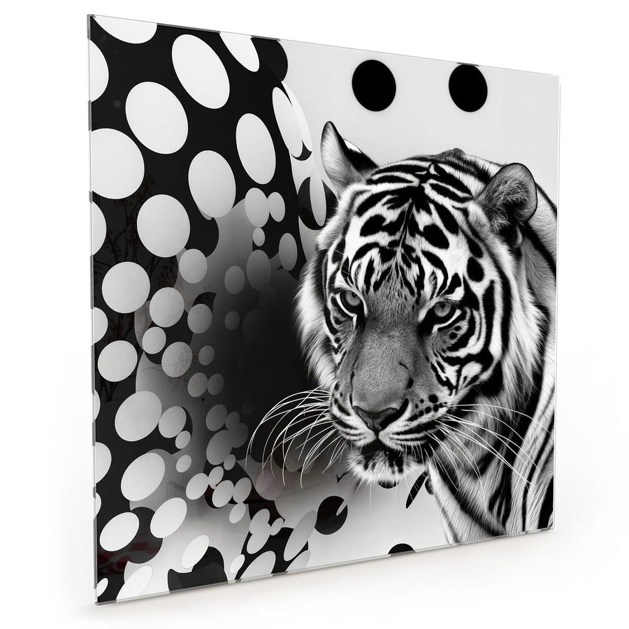 Maße Küchenrückwand Tiger und Kreise aus Glas