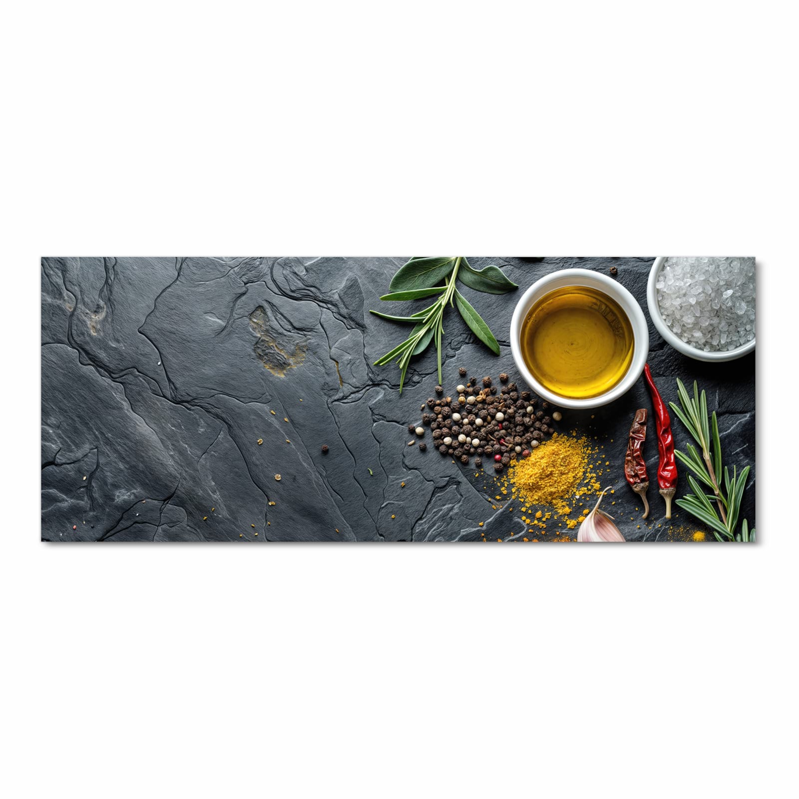 Bodenschonender Küchenteppich mit Motiv Küche Zutaten in Frontansicht