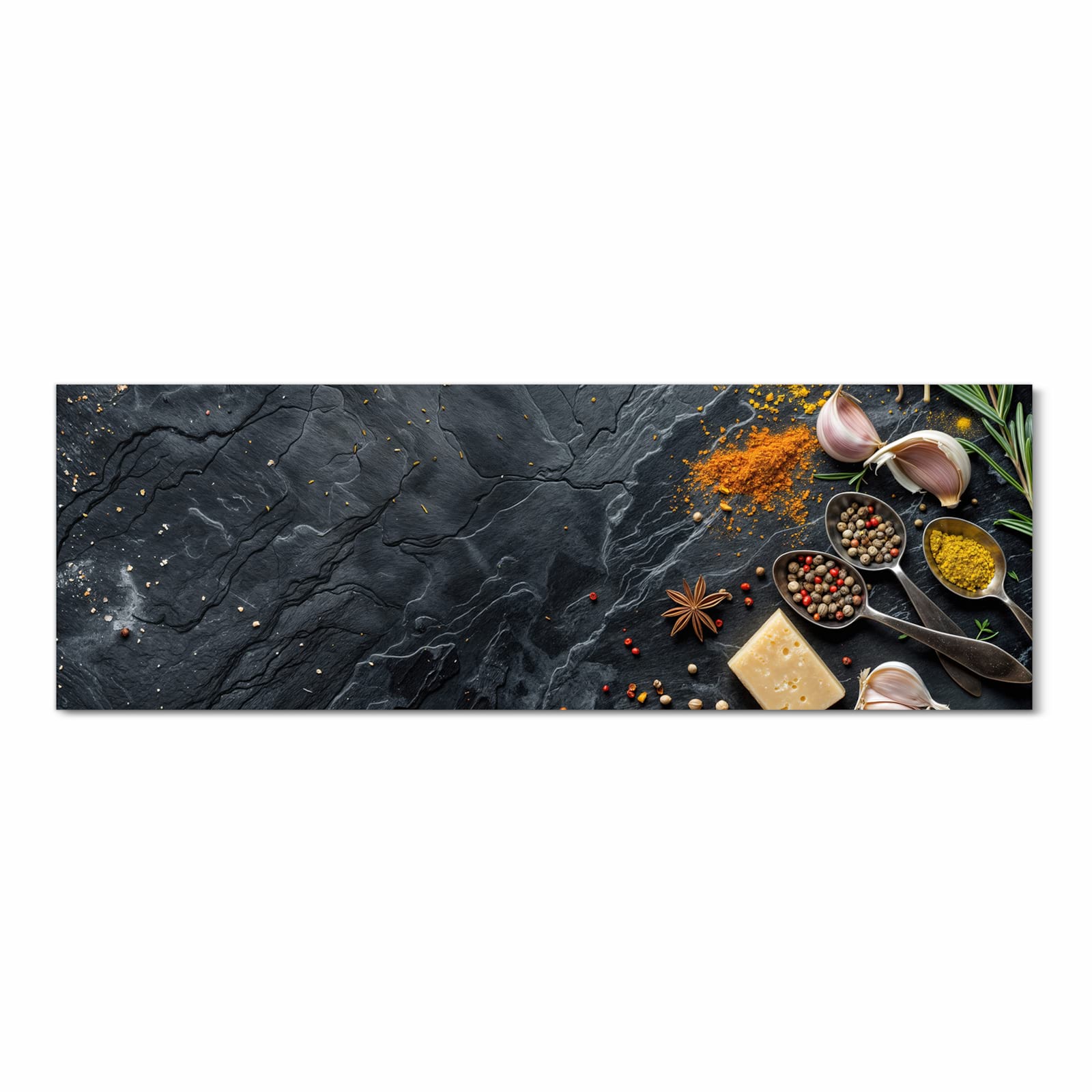 Farbbeständiger Küchenteppich mit Motiv Küche Zutaten in Frontansicht