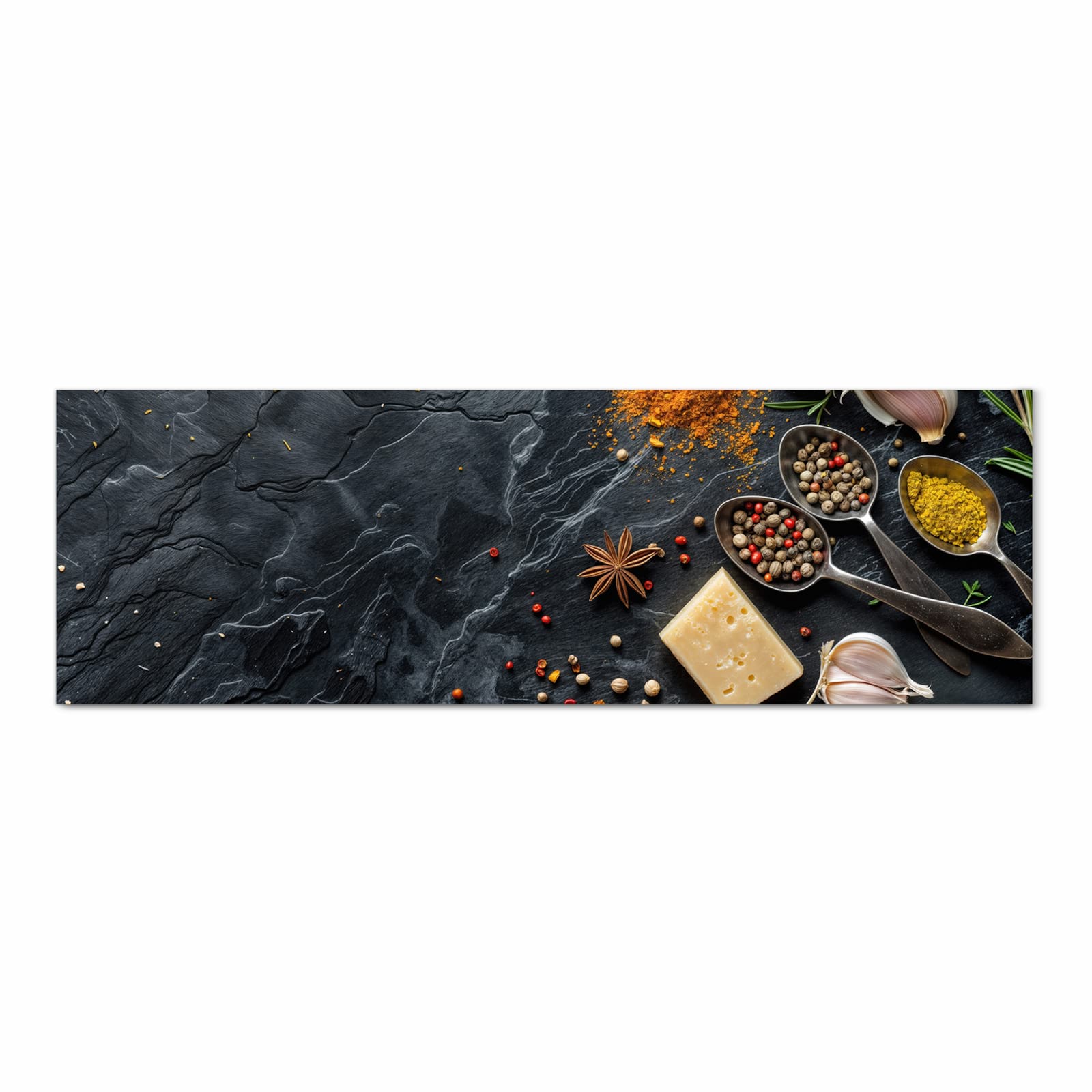 Abriebfester Küchenteppich mit Motiv Küche Zutaten in der Küche - Frontansicht