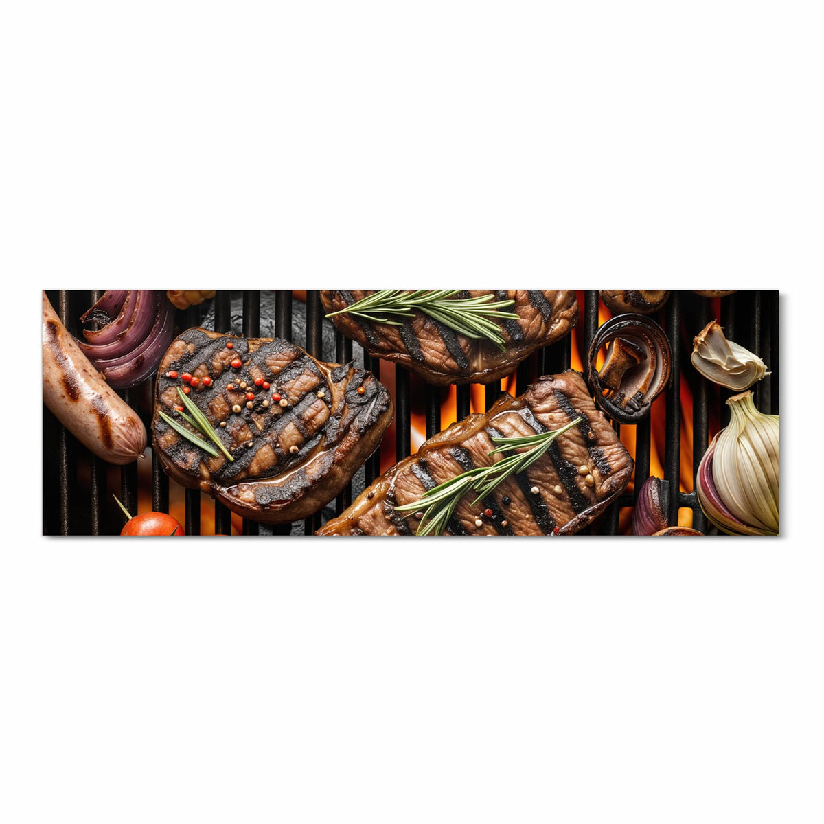 Pflegeleichter rutschfester Küchenläufer mit Motiv Sanfte Grillplatte in Frontansicht