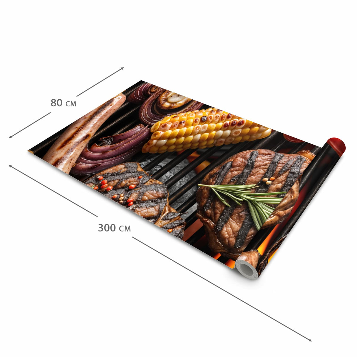 Teppichläufer Küche mit Motiv Sanfte Grillplatte in der Grösse 60x150 cm - angenehme Haptik