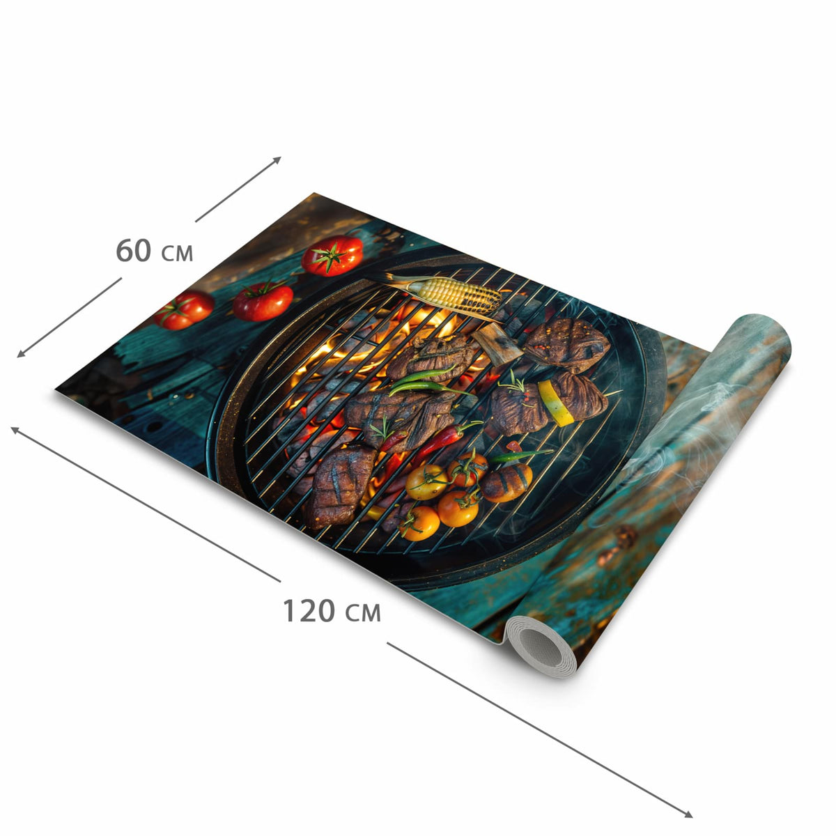 Rutschfester Küchenläufer mit Motiv Sommergrillfest in der Grösse 60x120 cm