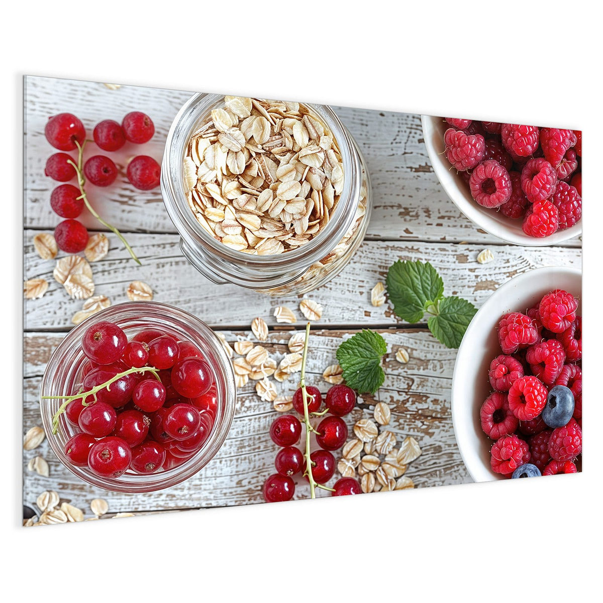 4 mm Glas statt lackiertem Blech – Magnettafel - Beeren und Haferflocken