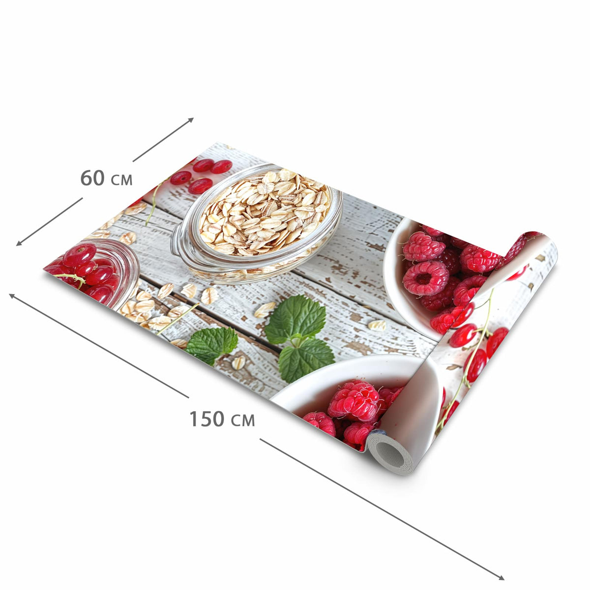 Geruchsneutraler Küchenteppich mit Motiv Himmlische Beeren in der Grösse 60x120 cm zum Waschen