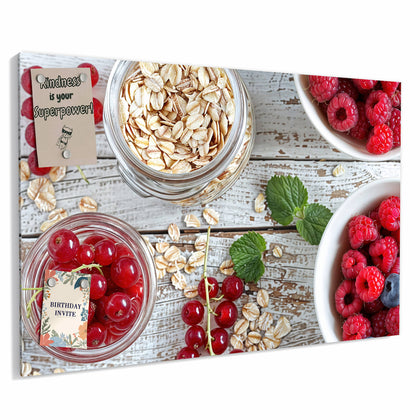 Metall Magnettafel mit dem Motiv Beeren und Haferflocken