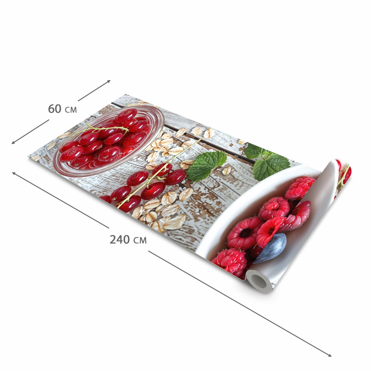 Flacher großer Küchenteppich mit Motiv Himmlische Beeren in der Größe 60x120 cm