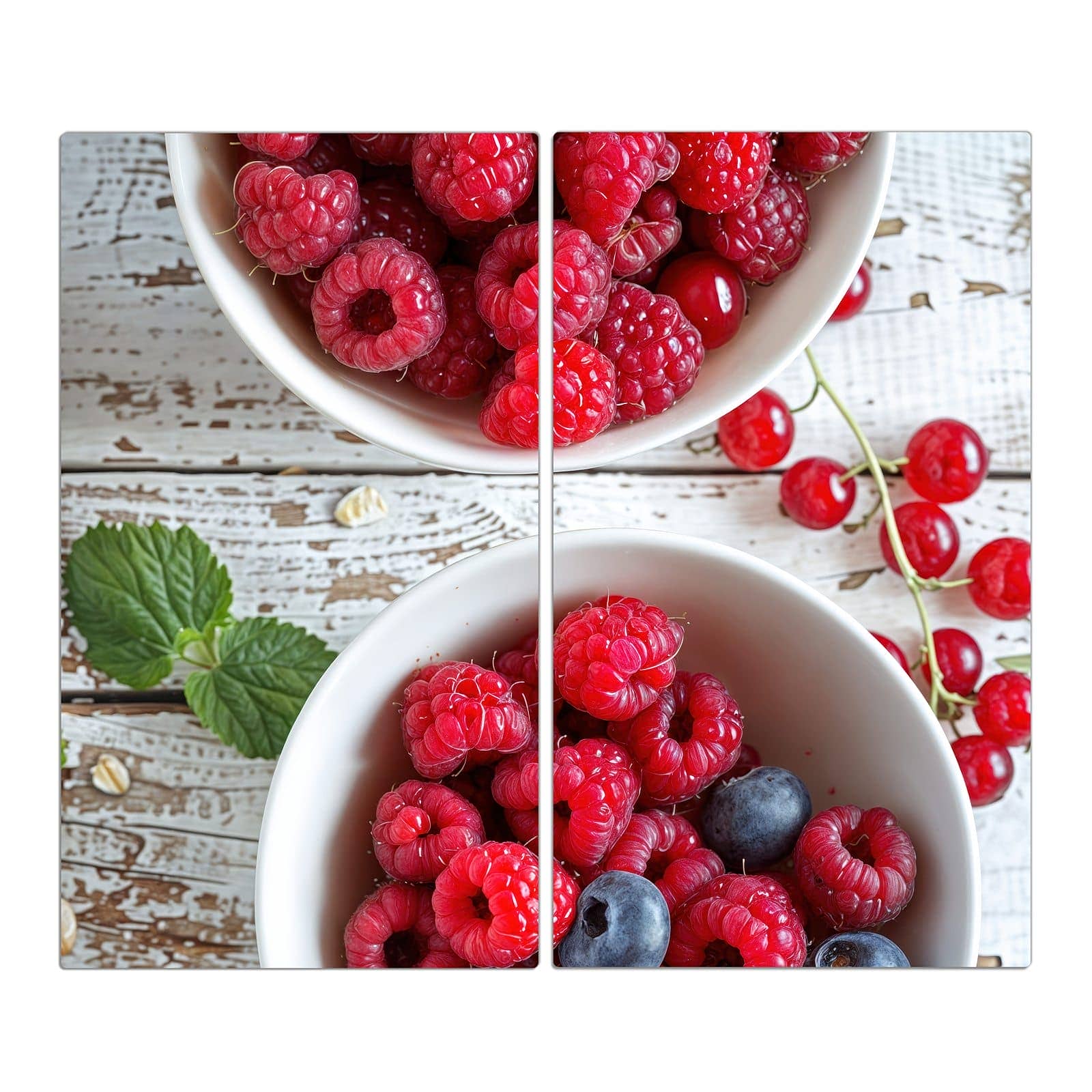 2-teilige Herd Schutzplatte mit Himmlische Beeren-Motiv in der Frontansicht #grösse_2-Teilig (60x52cm)