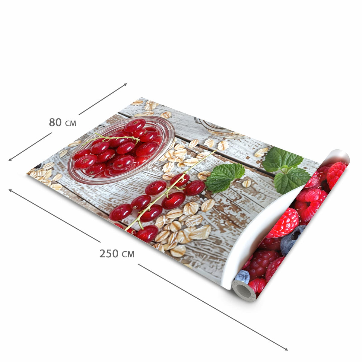 Waschbarer Küchenläufer mit Motiv Himmlische Beeren in der Größe 60x120 cm, angenehme Haptik