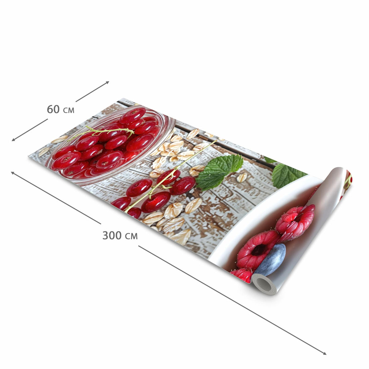 Komfortabler waschbarer Küchenteppich mit Motiv Himmlische Beeren in der Grösse 60x120 cm