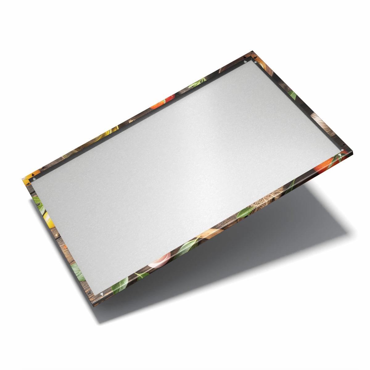 Nur 7 mm – liegt eng an der Wand – Metall Magnettafel - Salat in der Holzschale