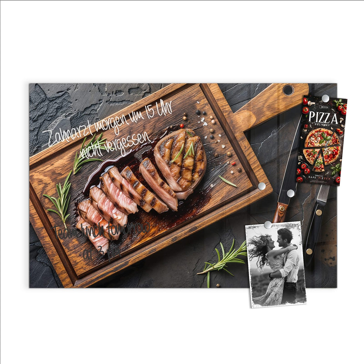 Beschreiben, abwischen, anheften – Magnettafel - Steak in Scheiben