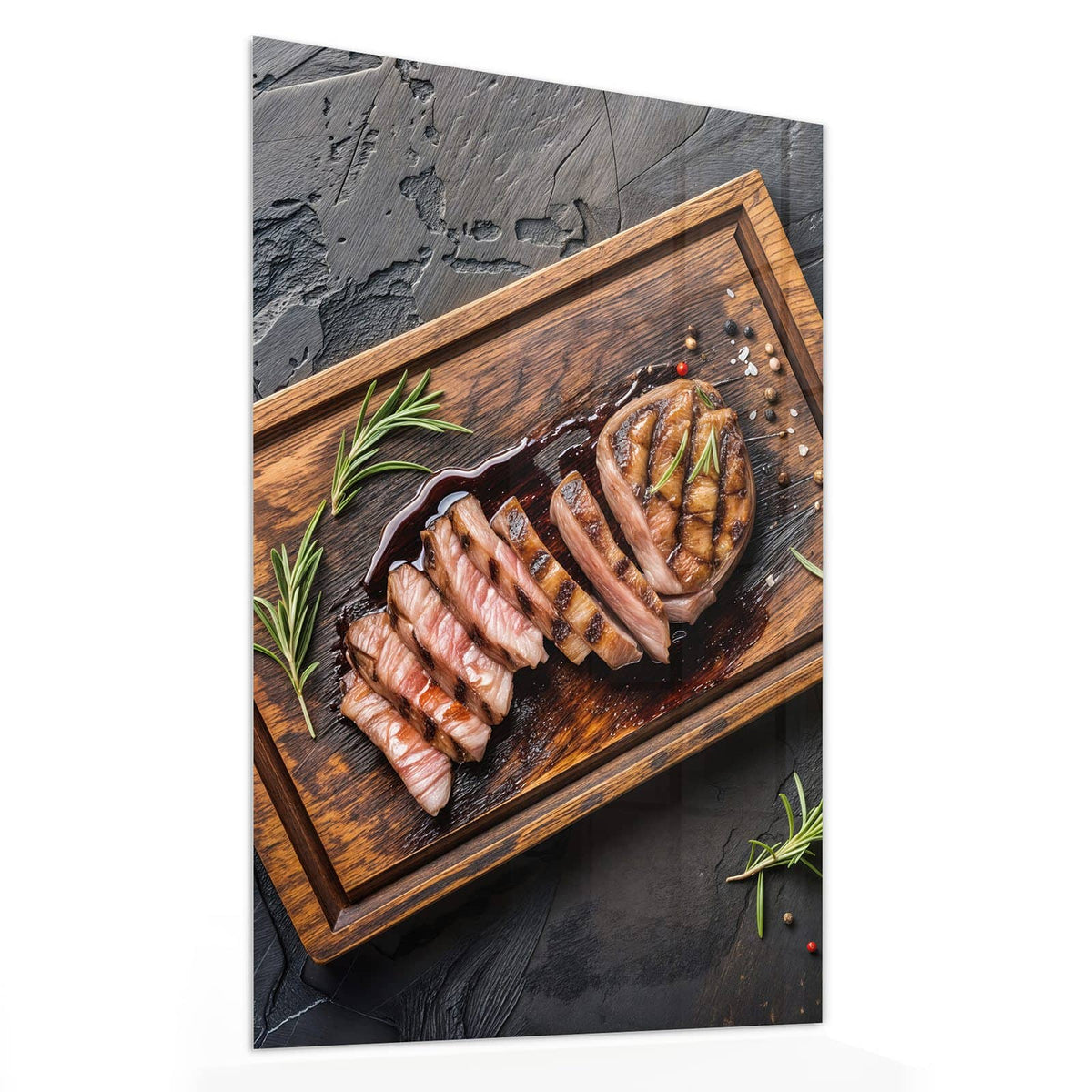 11 Größen – von 30 × 60 bis 60 × 150 cm – Wandbild - Steak in Scheiben - Hochformat