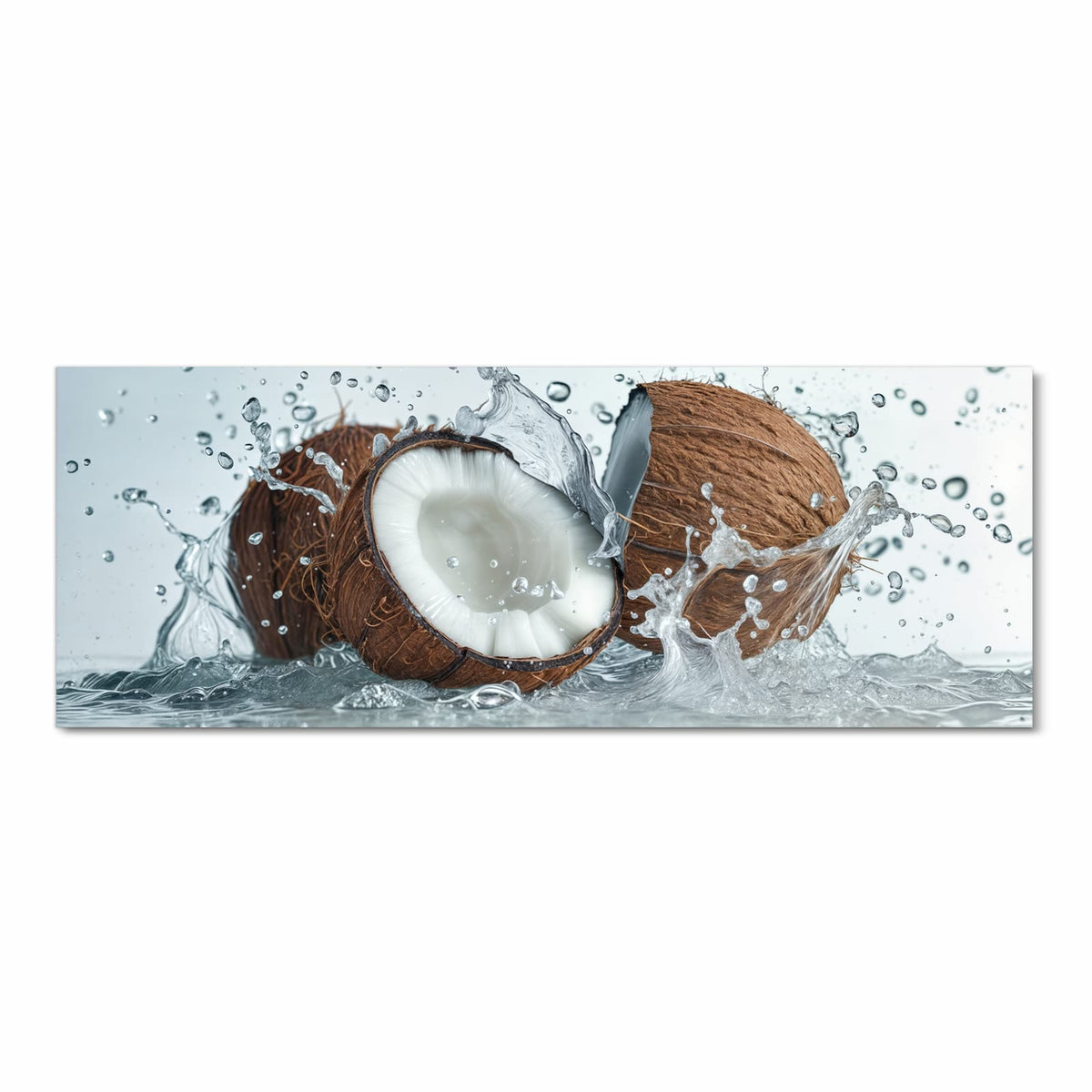 Komfortabler Küchenläufer mit Motiv Kokosnuss Wasserplatsch in Frontansicht