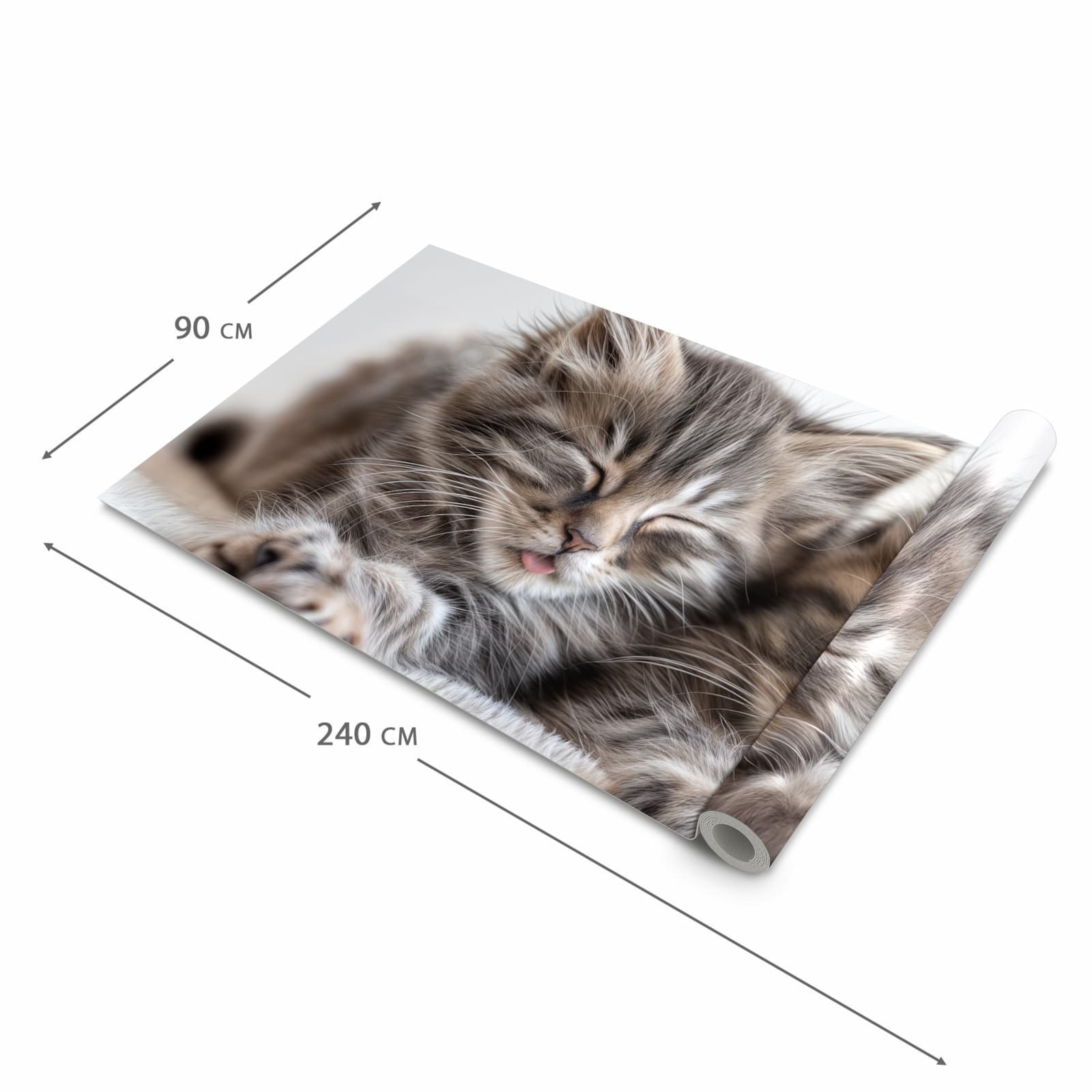 Geruchsneutraler rutschfester Küchenläufer mit Motiv Schlafende Kätzchen in der Größe 90x180 cm