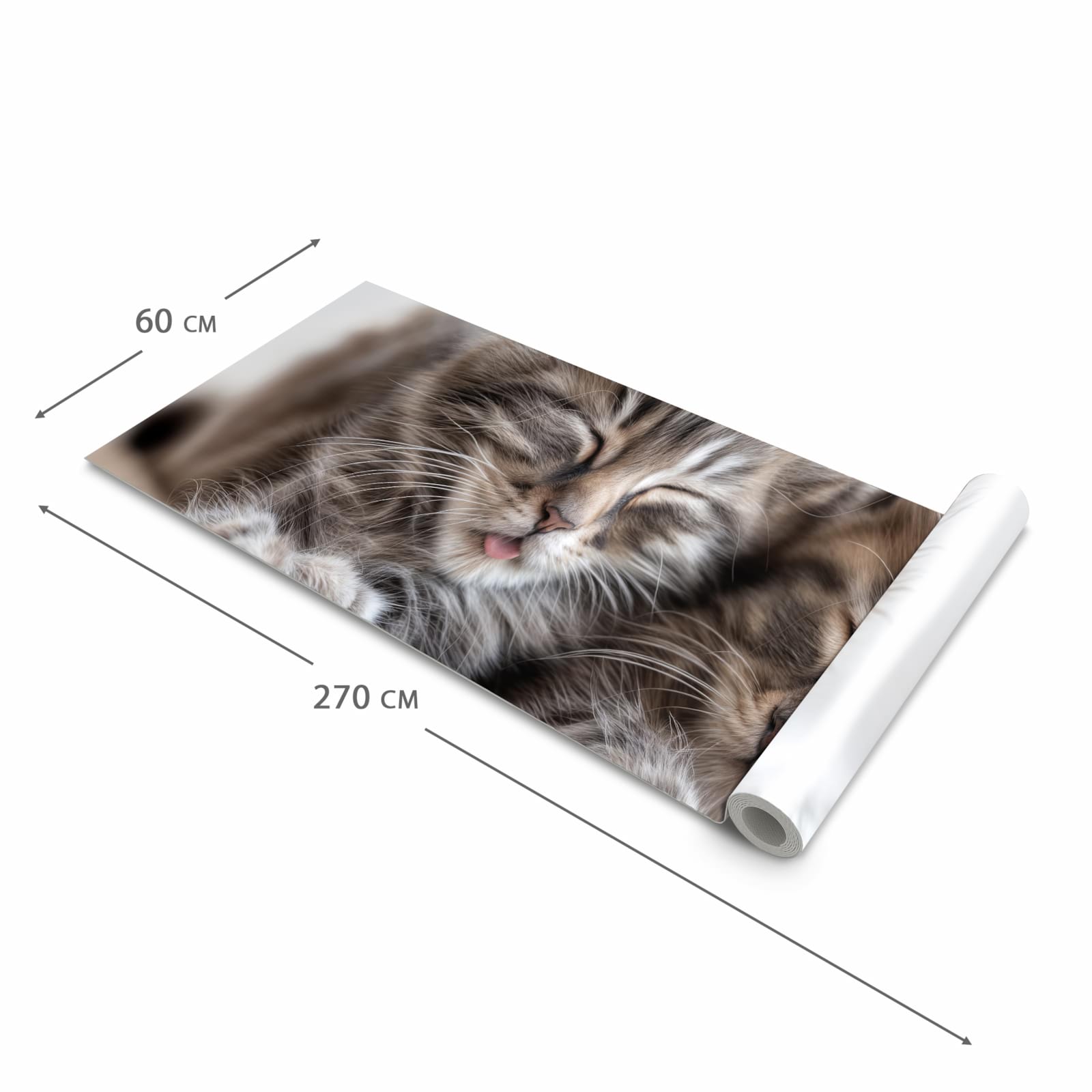 Zeitsparender waschbarer Küchenteppich mit Motiv Schlafende Kätzchen in der Grösse 80x300 cm