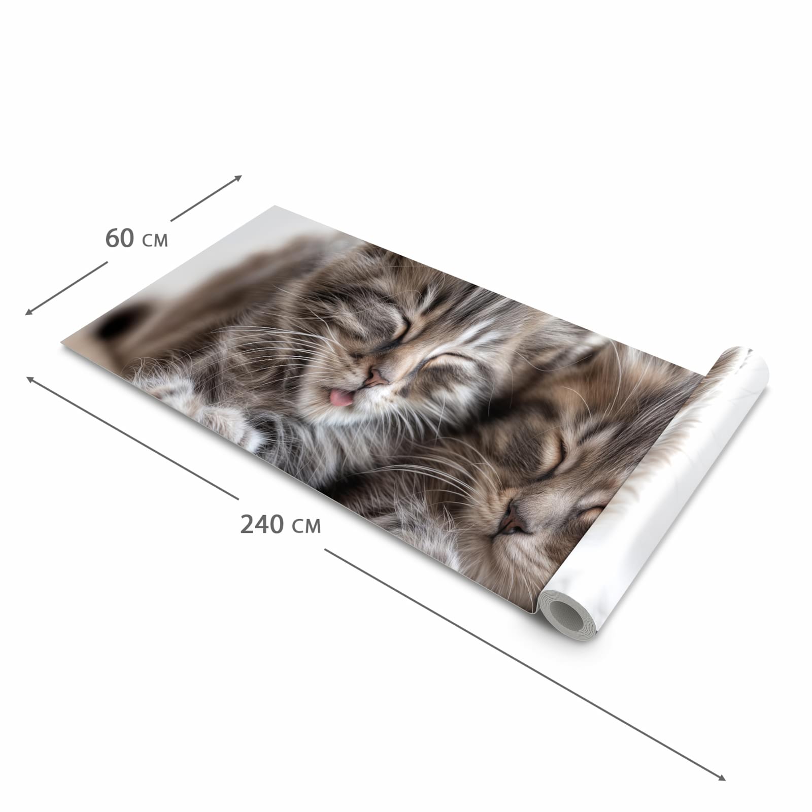 Rutschfester Küchenteppich mit Motiv Schlafende Kätzchen in der Grösse 80x300 cm für sicheres Aufbewahren