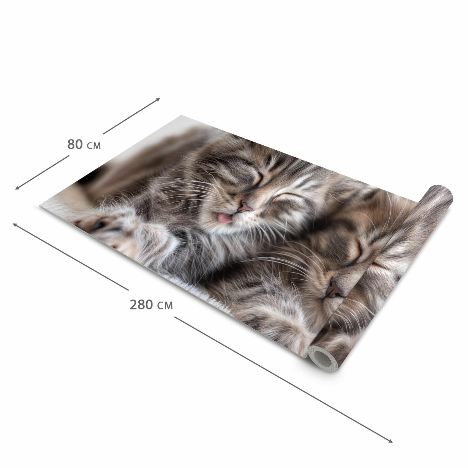 Wasserabweisender rutschfester Küchenläufer mit Motiv Schlafende Kätzchen in der Grösse 90x180 cm