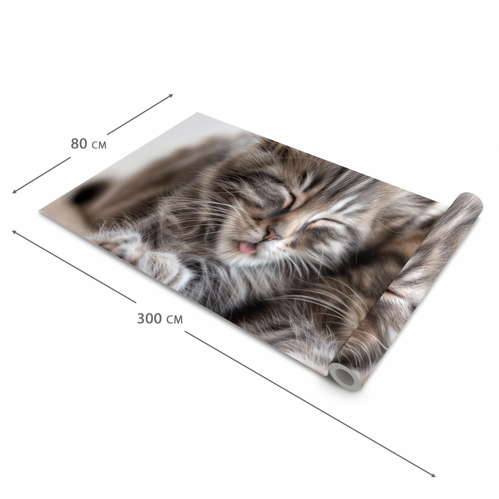 Fleckenresistenter rutschfester Küchenläufer mit Motiv Schlafende Kätzchen in der Größe 90x180 cm