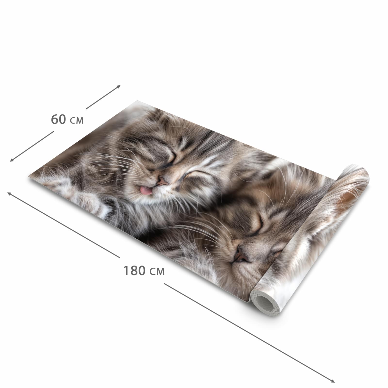 Formstabiler großer Küchenteppich mit Motiv Schlafende Kätzchen in der Größe 80x300 cm