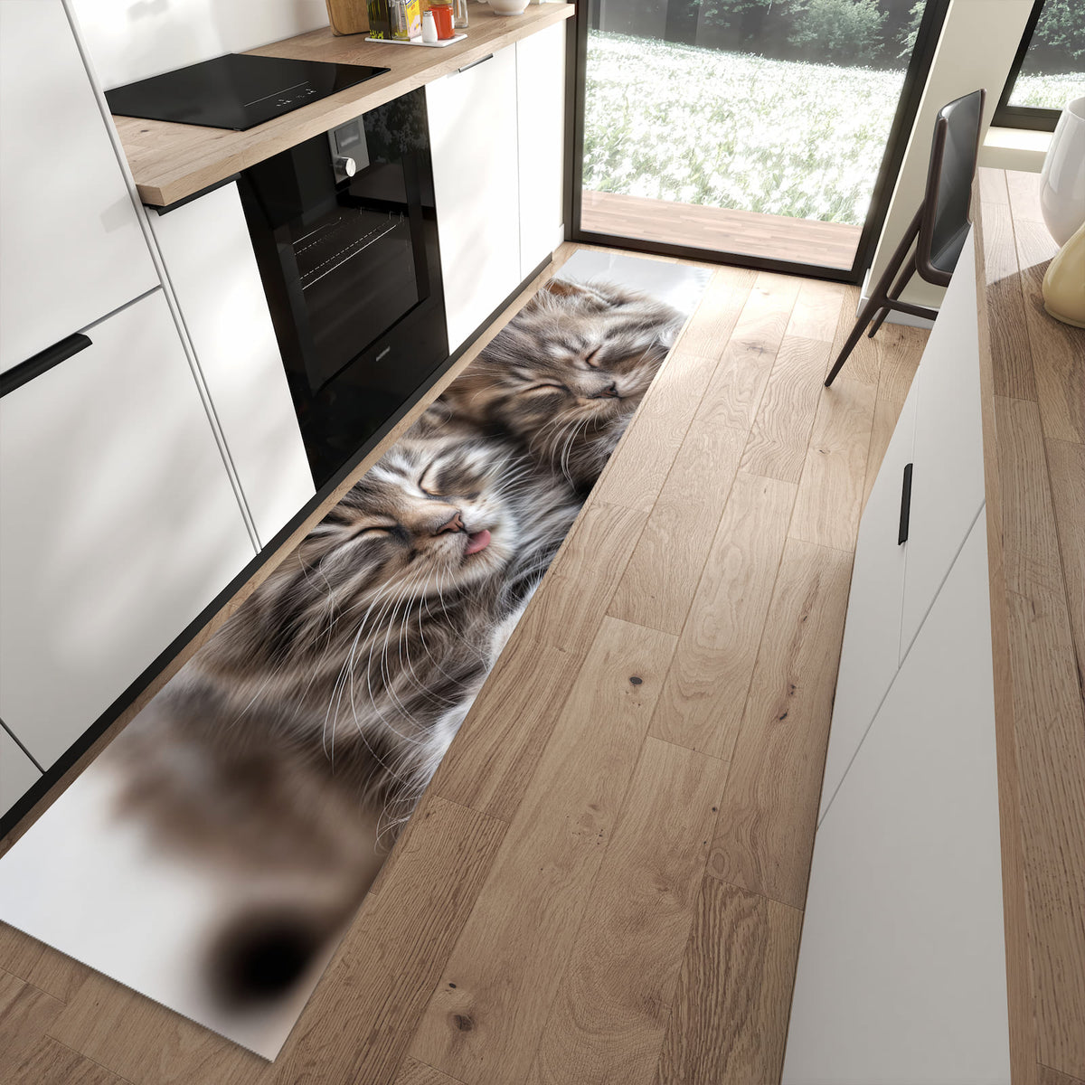 13 Größen – von 60 × 90 bis 80 × 300 cm – Küchenläufer - Zwei schlafende Kätzchen