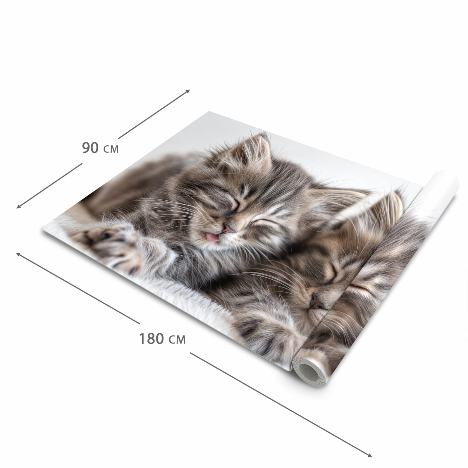 Schmutzabweisender waschbarer Küchenläufer mit Motiv Schlafende Kätzchen in der Größe 90x180 cm