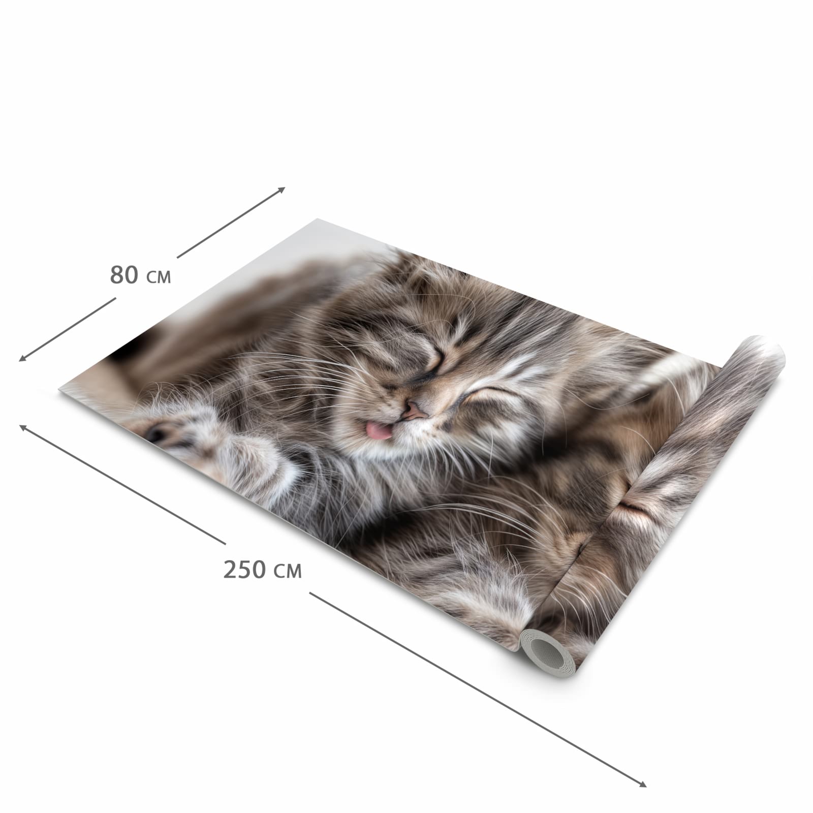 Rutschfester Küchenläufer mit Motiv Schlafende Kätzchen in der Grösse 90x180 cm für Trittkomfort