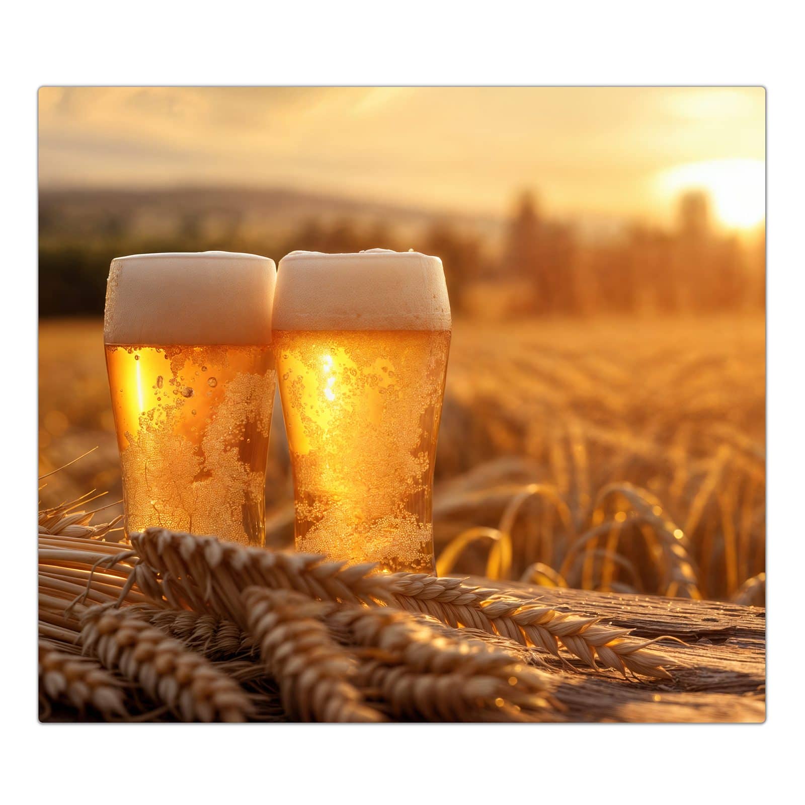 1-teilige Herdabdeckplatte mit Sonnenuntergangsbecher-Motiv in der Frontansicht #grösse_1-Teilig (60x52cm)