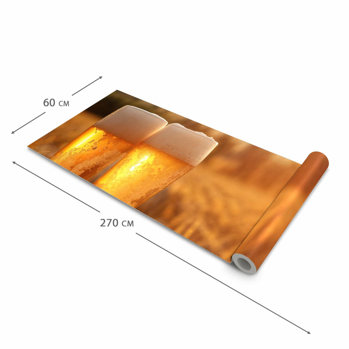 Waschbarer Teppich für Esstisch mit Motiv Sonnenuntergangsbecher in der Größe 80x300 cm