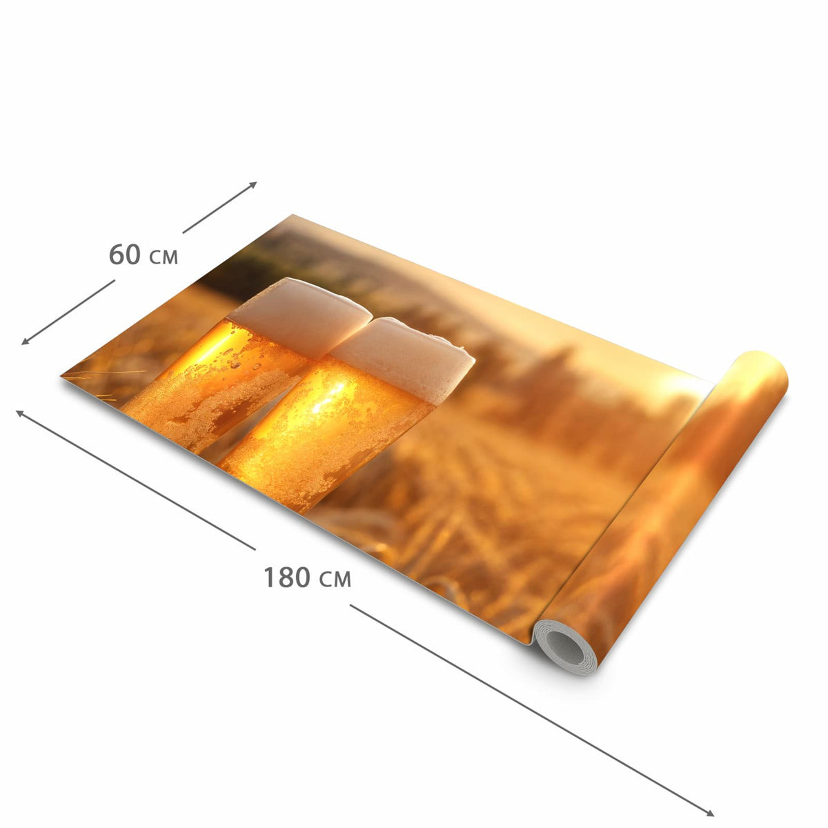 Rutschfester dünner Küchenteppich mit Motiv Sonnenuntergangsbecher in der Größe 80x300 cm