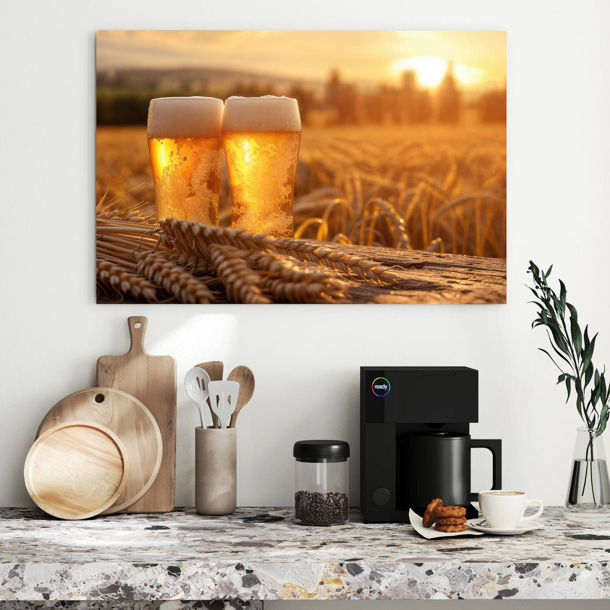 Metall Magnettafel - Biergläser im Kornfeld – Zwei Biergläser im Weizenfeld