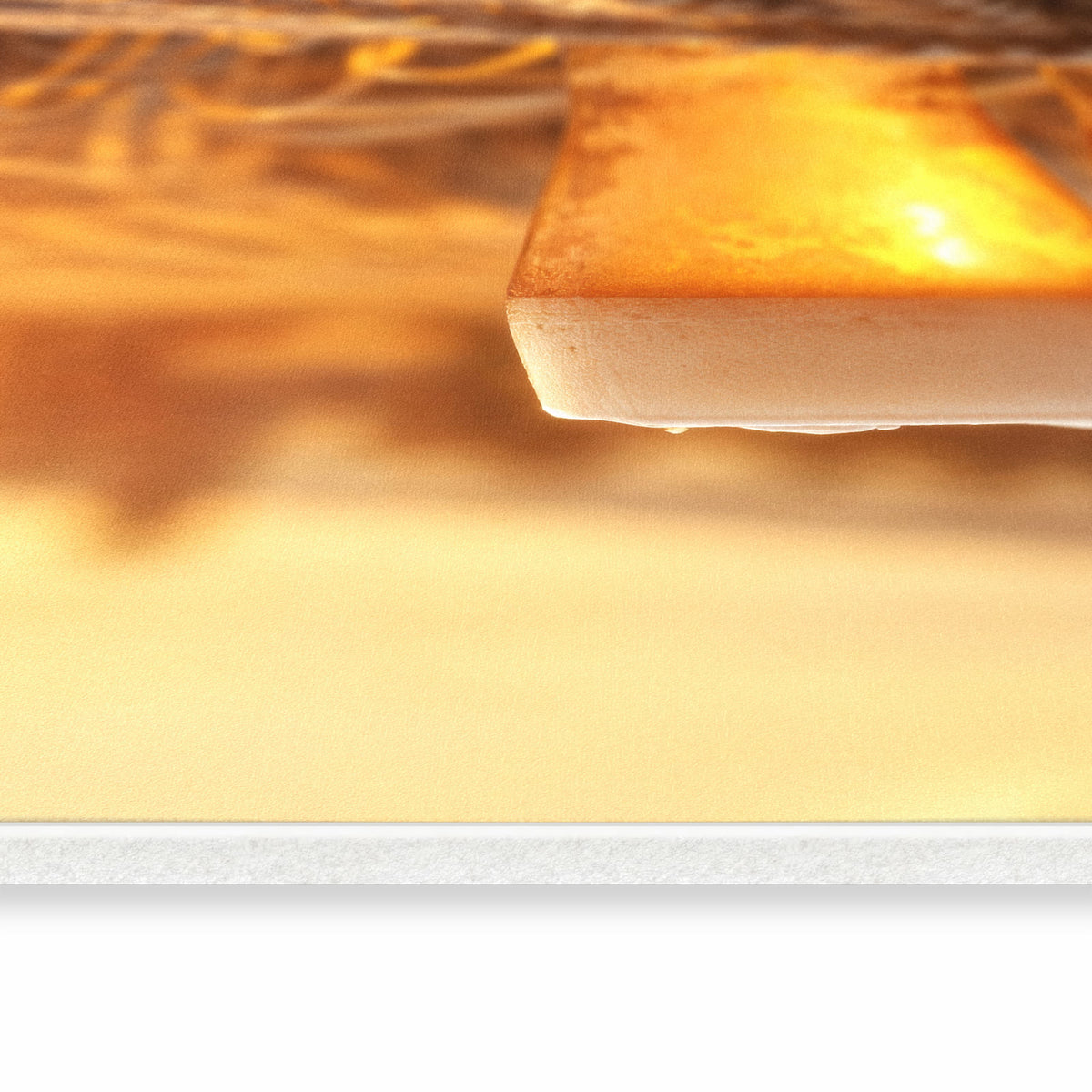 Feuchtigkeitsresistenter rutschfester Küchenteppich mit Motiv Sonnenuntergangsbecher in seitlicher Ansicht
