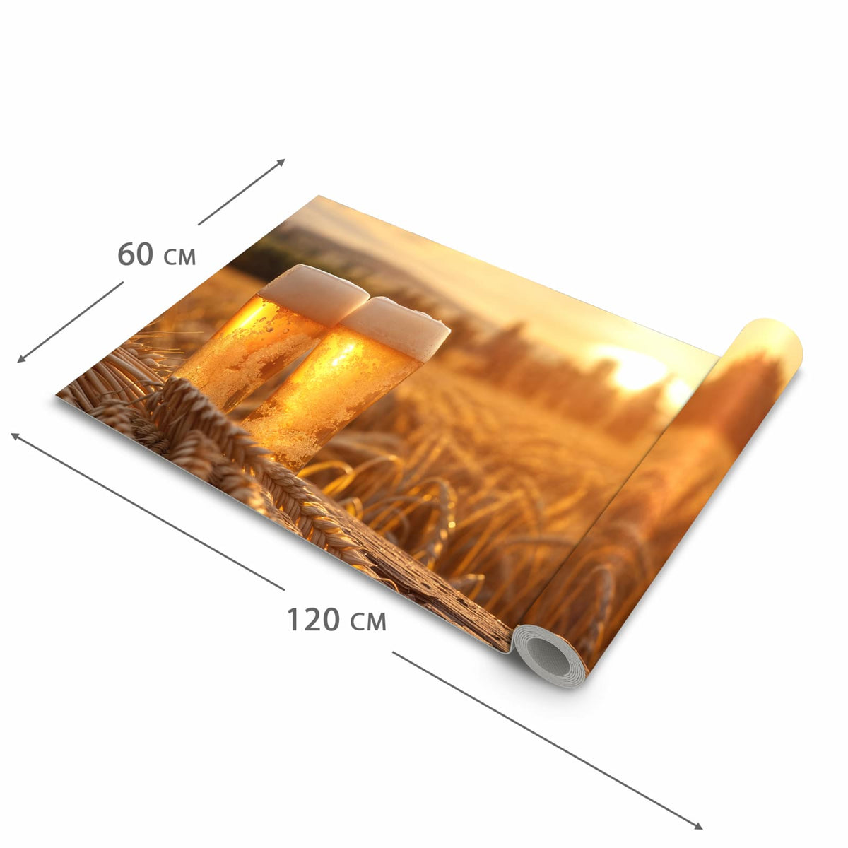 Pflegeleichter dünner Küchenteppich mit Motiv Sonnenuntergangsbecher in der Grösse 80x300 cm