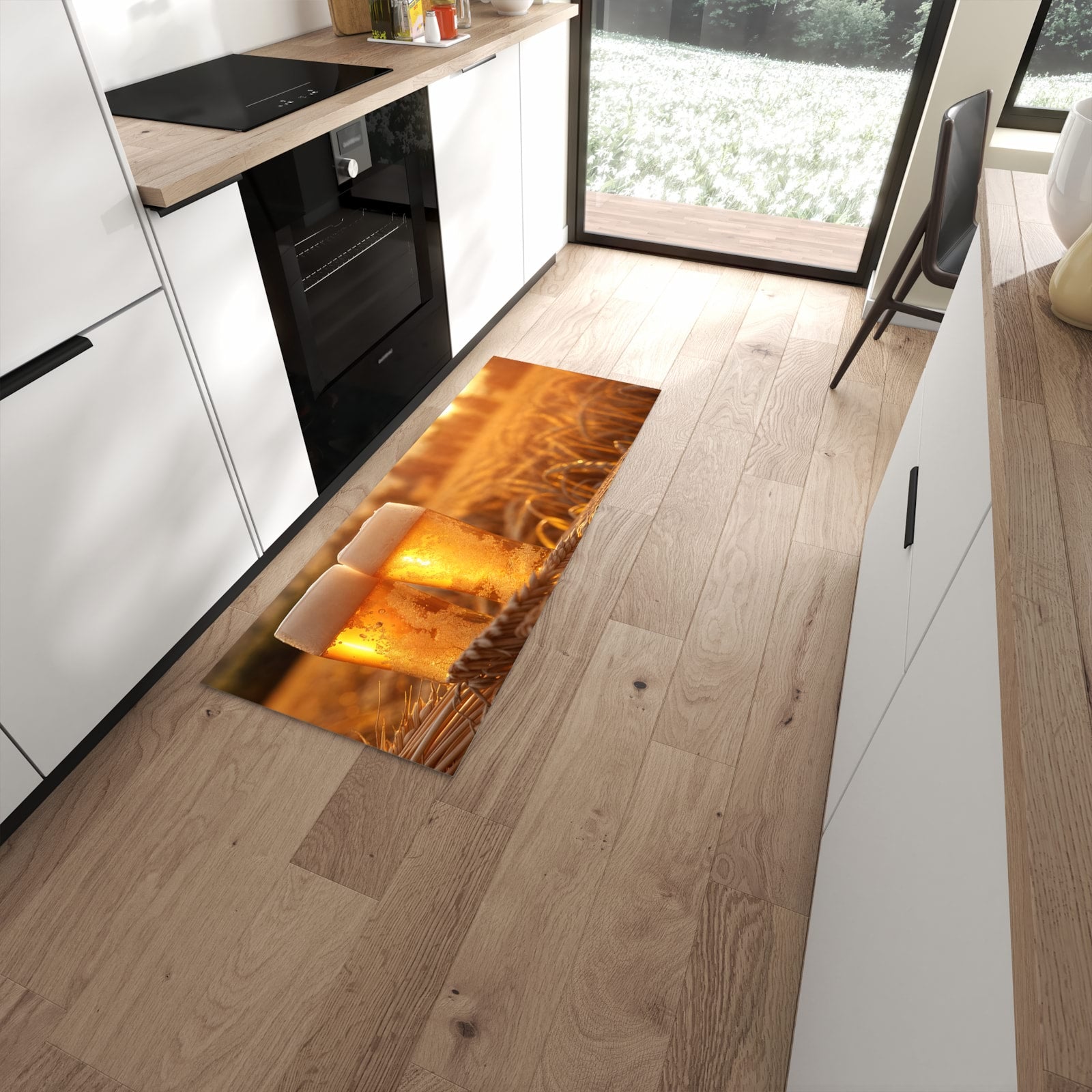 Langlebiger Küchenteppich mit Motiv Sonnenuntergangsbecher in moderner Küche #grösse_60 x 150 cm