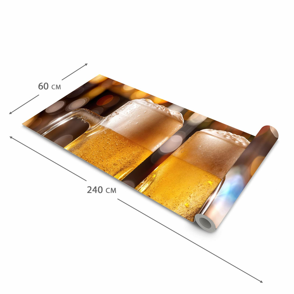 Geräuschdämpfender Küchenvorleger mit Motiv Zwei Bierkrüge in der Größe 80x300 cm