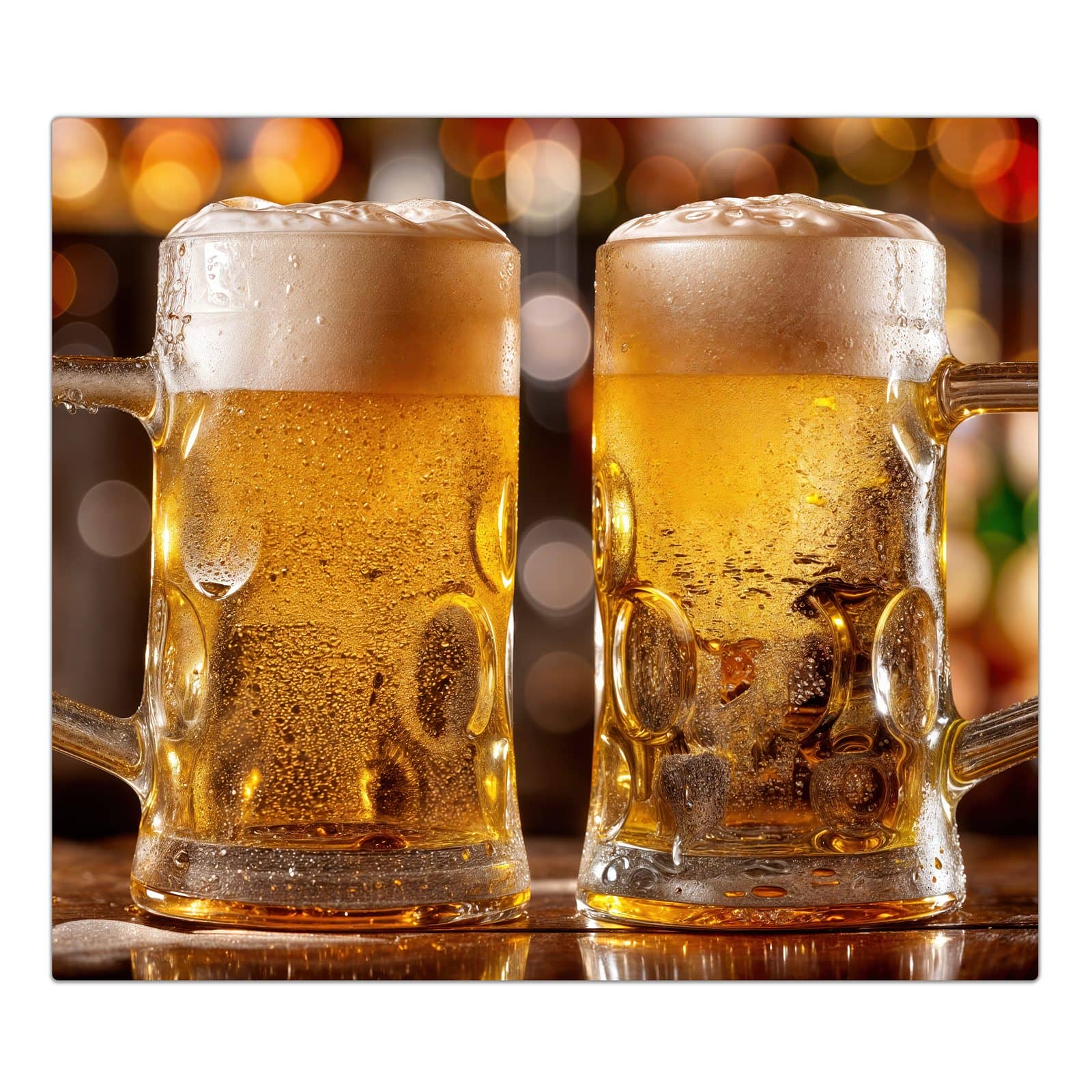 1-teilige Ceranfeld Abdeckplatten mit Zwei Bierkrüge-Motiv in der Frontansicht #grösse_1-Teilig (60x52cm)