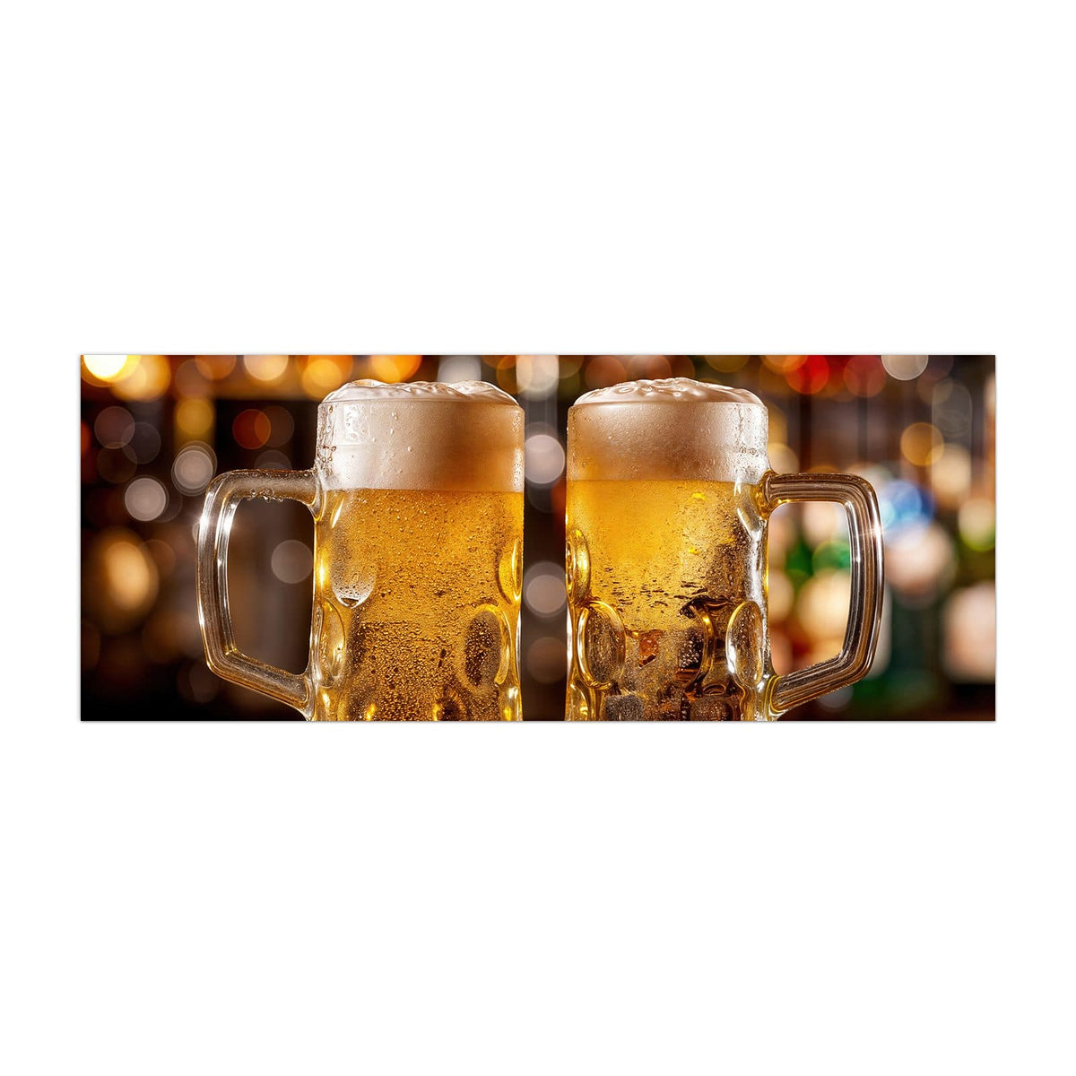 Küchenrückwand aus Glas Zwei Bierkrüge im Hochformat, Motiv bildfüllend von vorn