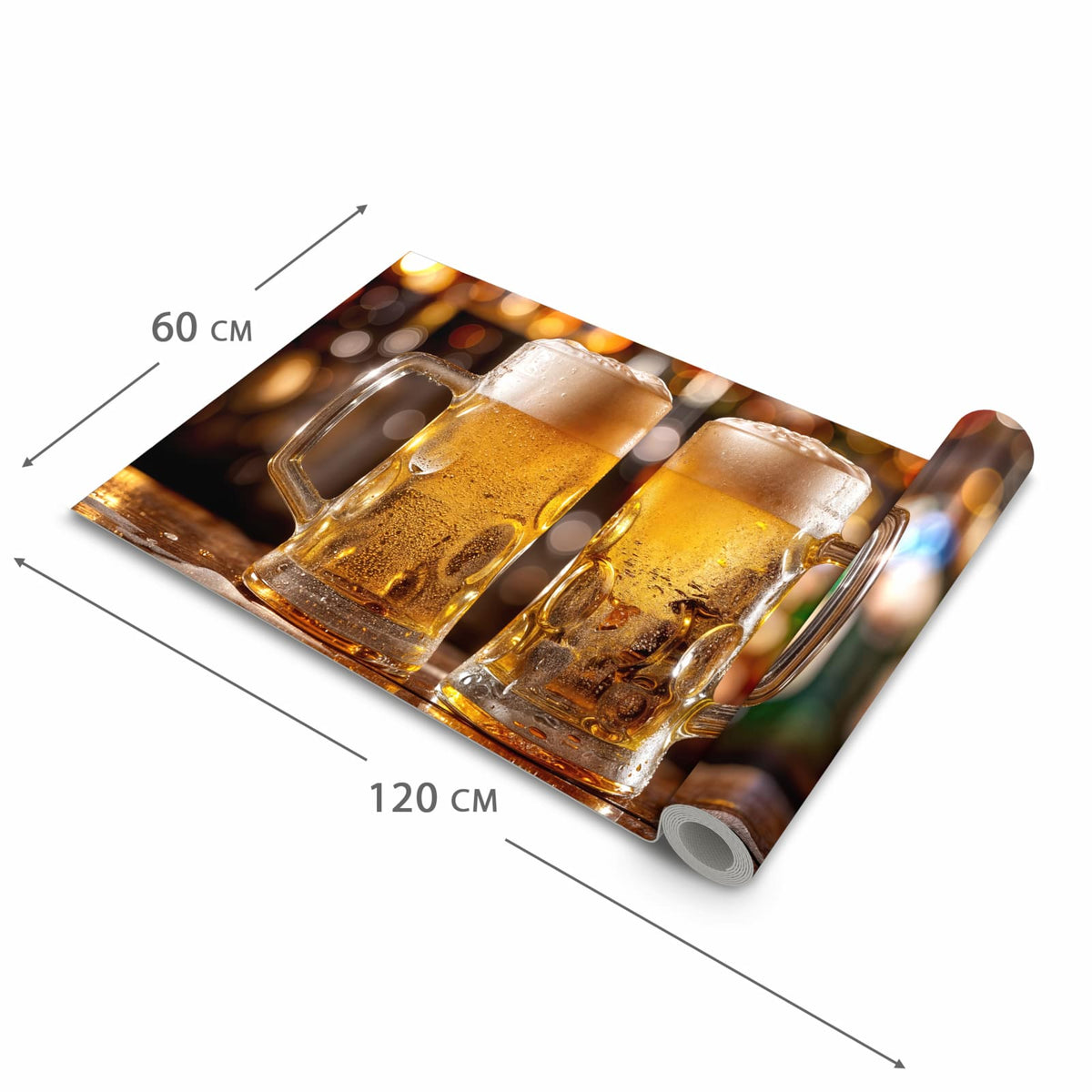 Formstabiler Küchenläufer mit Motiv Zwei Bierkrüge in der Grösse 80x280 cm