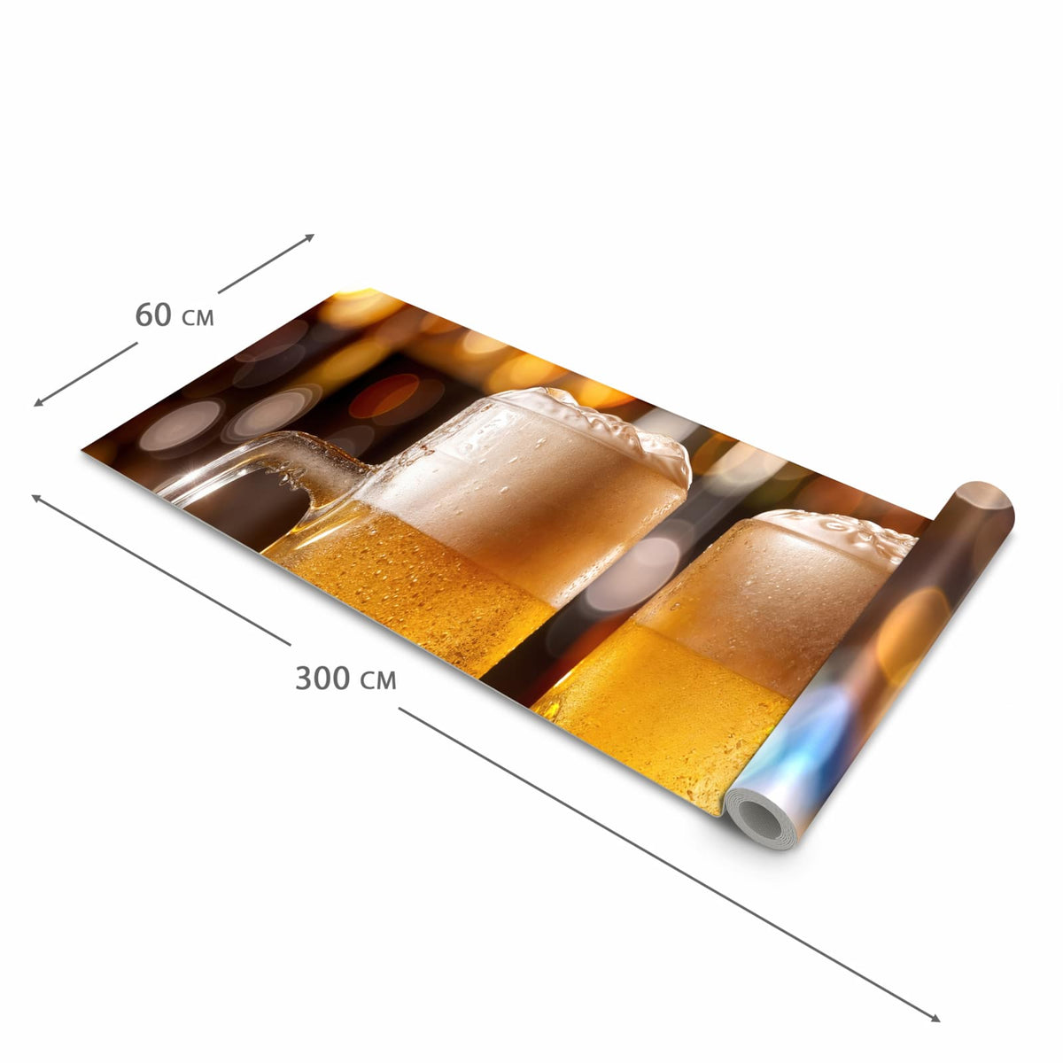 UV-beständiger Küchenläufer mit Motiv Zwei Bierkrüge in der Grösse 80x300 cm