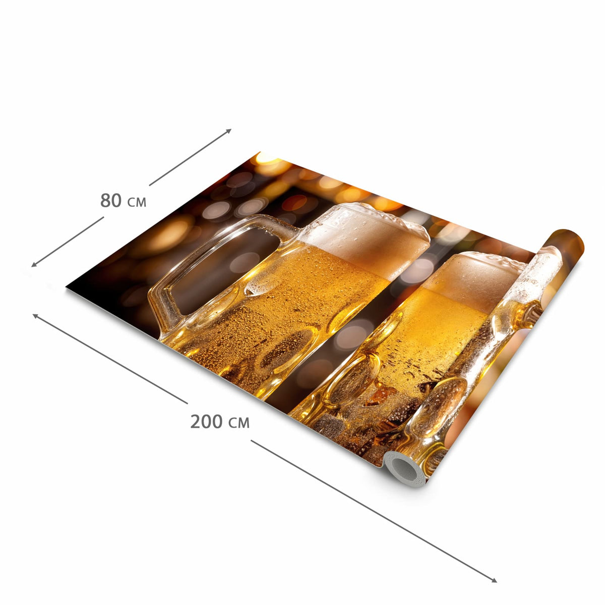 Wasserabweisender Teppichläufer für die Küche mit Motiv Zwei Bierkrüge in der Grösse 80x300 cm