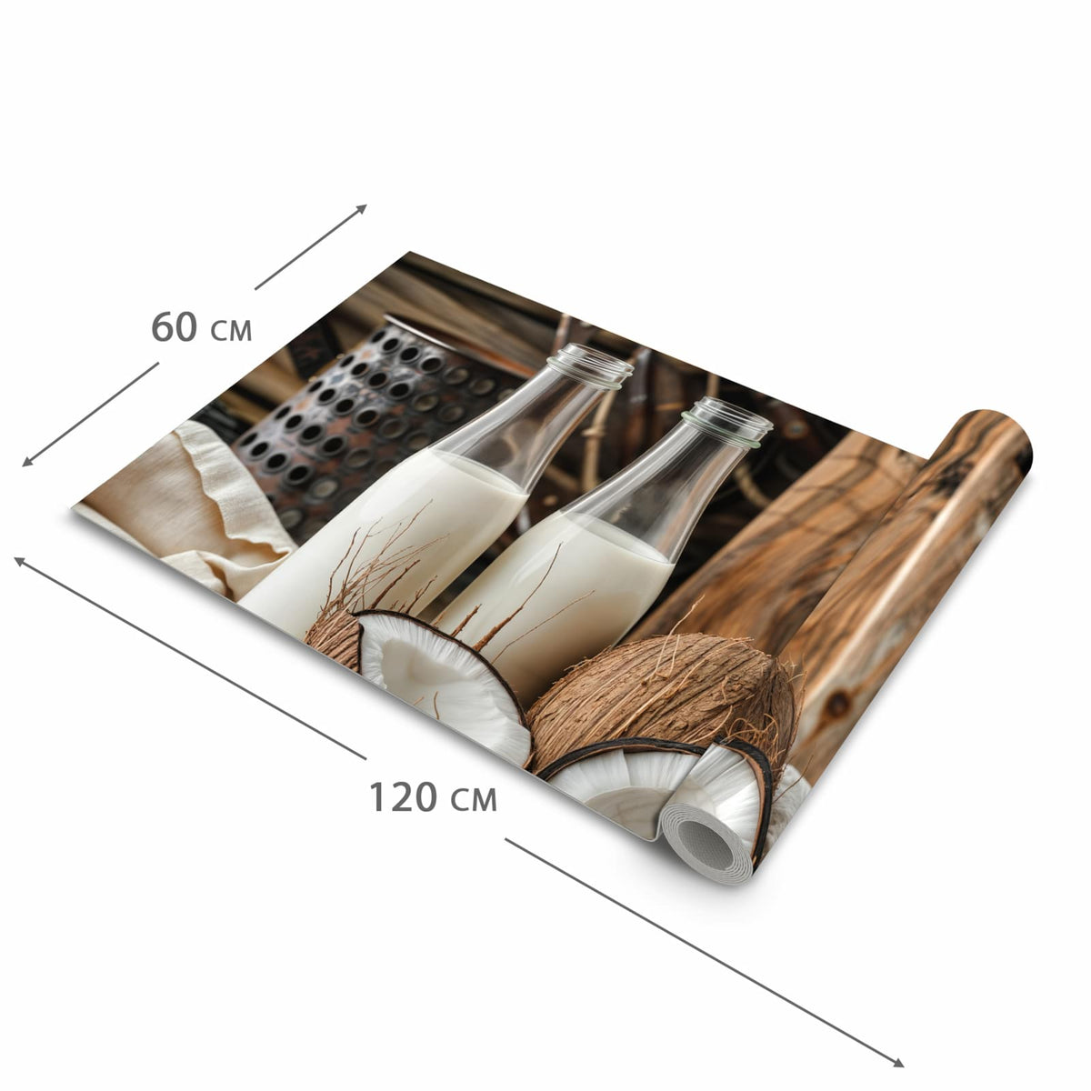 Waschbarer rutschfester Küchenläufer mit Motiv Kokosnusslmahlzeit in der Grösse 80x280 cm