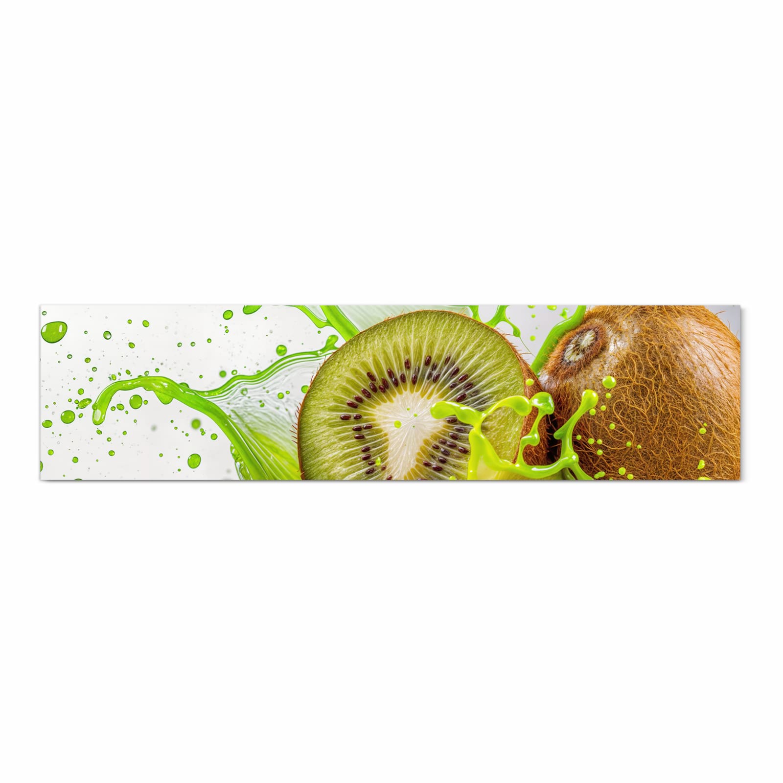Fleckenresistenter rutschfester Küchenteppich mit Motiv Kiwi Spritzer in Frontansicht